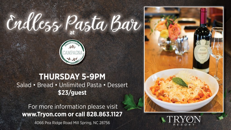 Every Thursday at Campagna: Endless Pasta Bar!