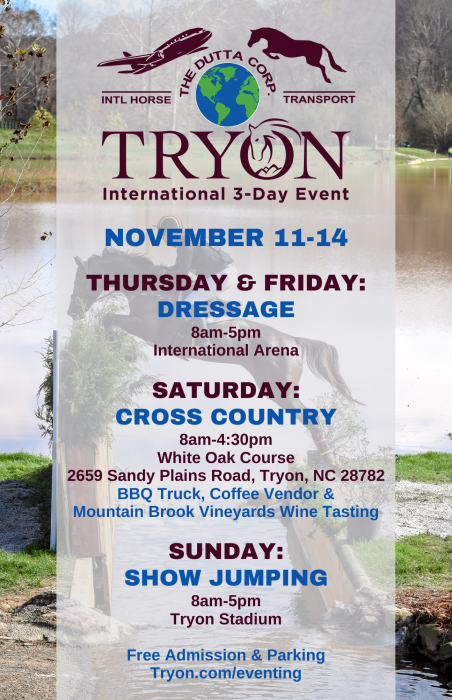 Tryon 3-Day Schedule Flyer
